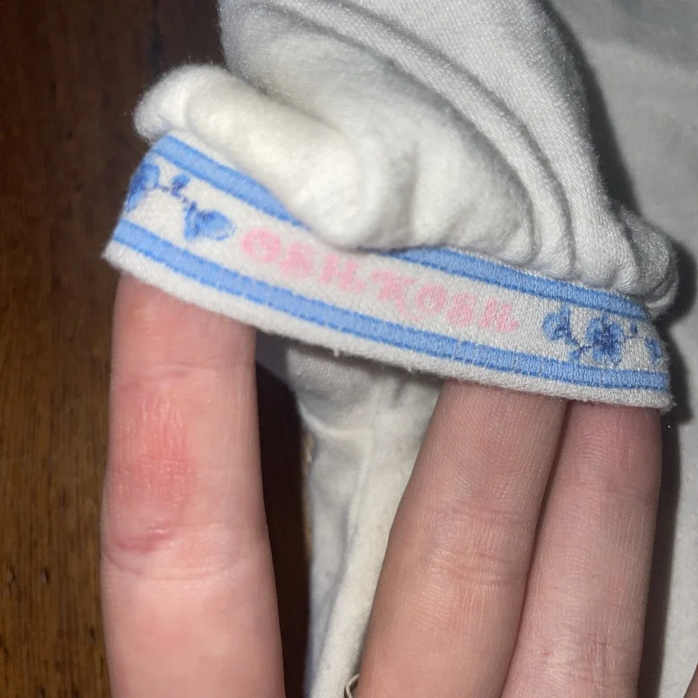 Vintage OshKosh B'Gosh Girls Shirt 6-9 Months Blue Floral trim at neck‎ and arms